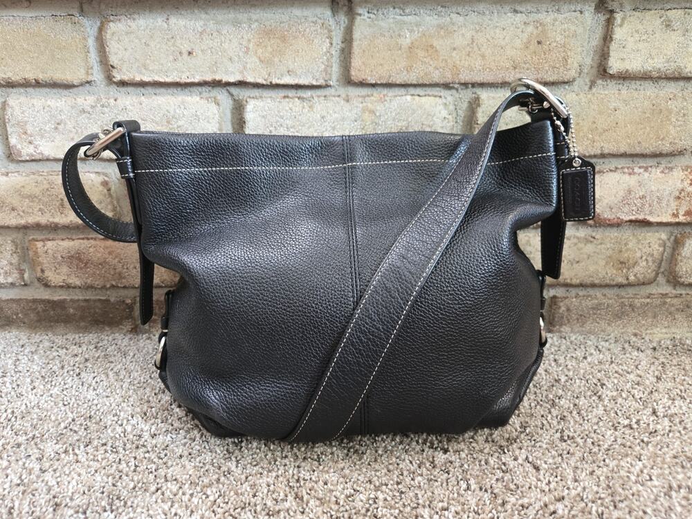 Coach Y2K 2010 Penelope Black Cowhide Leather Hobo Crossbody Bag H1076-F15064